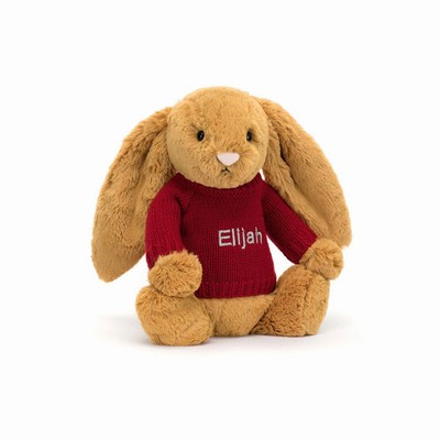 Jellycat Bashful Golden Bunny with Red Jumper New Zealand | BJGXS1346